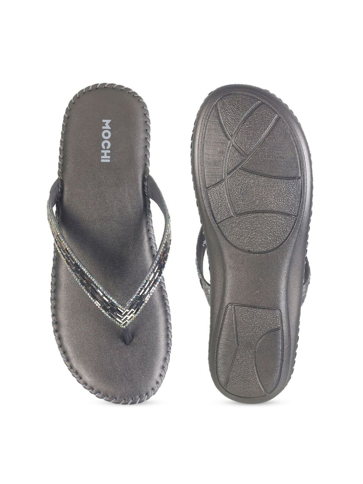 Mochi Women Printed Open Toe Flats