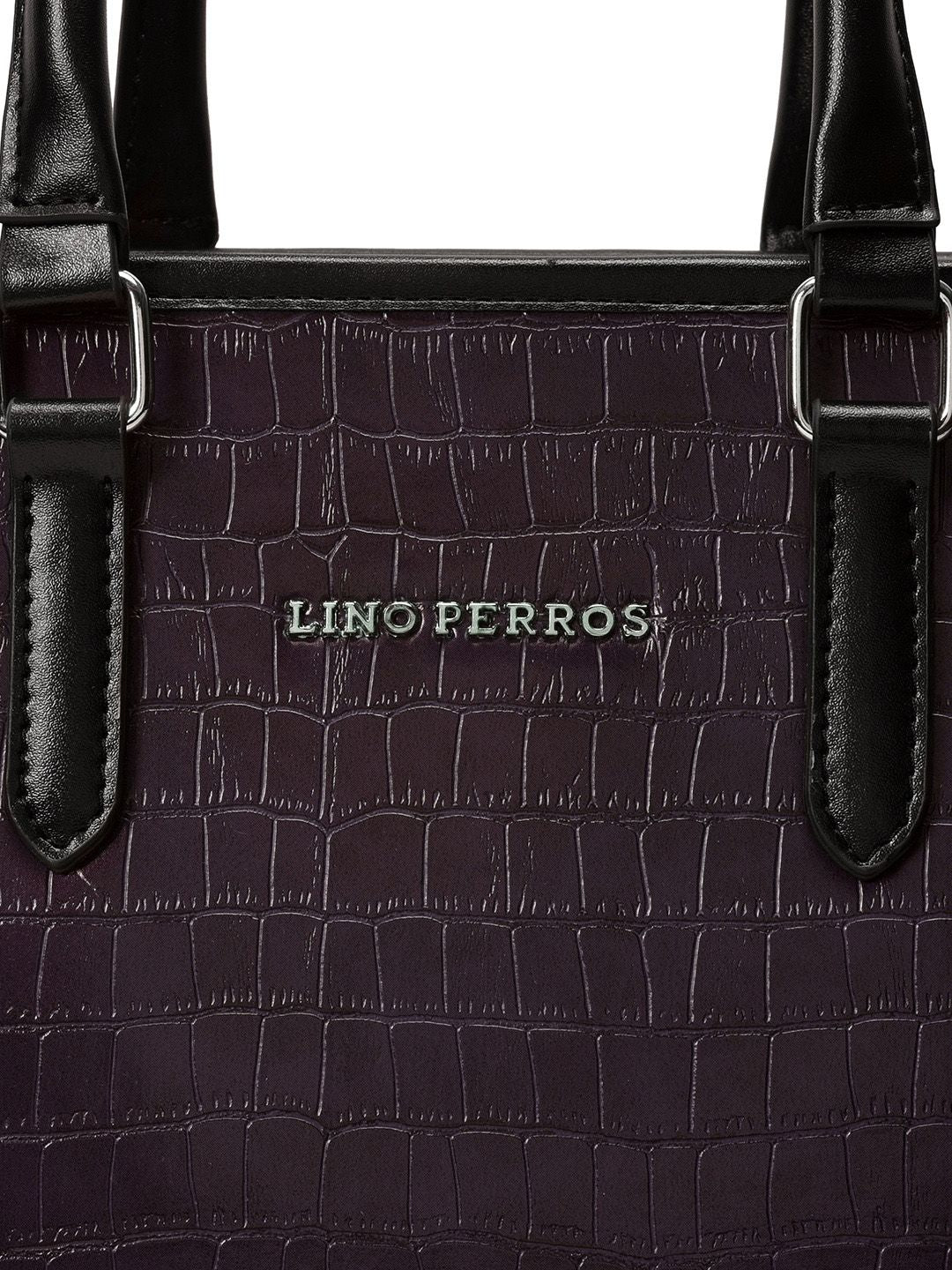 Lino Perros Croc Textured Structured Handheld Bag