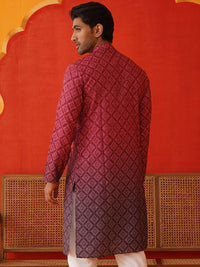 Jompers Men Floral Printed Sequinned Floral Kurta