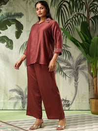 Bani Women Plus Size Embroidered Tunic With Trousers