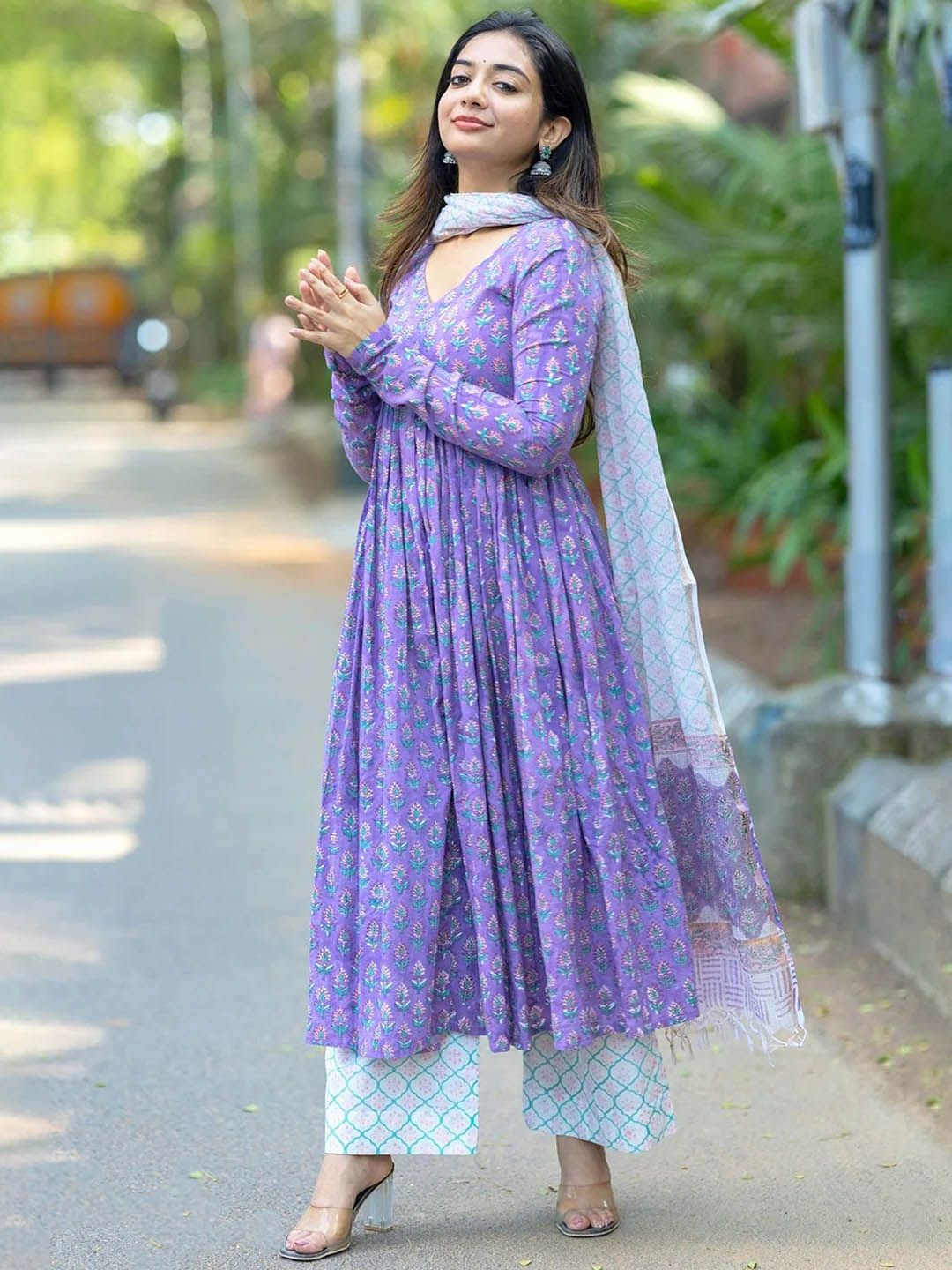 Kalini Wanita Bercetak Kurta Bercetak Dengan Seluar & Dupatta