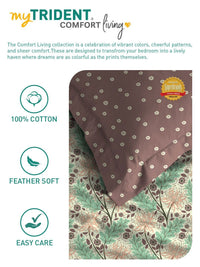 MYTRIDENT Brown Comfort Living Flat 120TC Queen Cotton 1 Bedsheet with 2 Pillow Covers