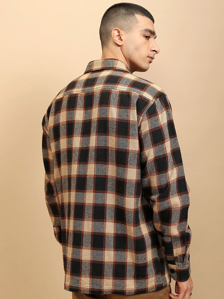 Highlander Men Oversized Textured Dobby Oversized Overshirt