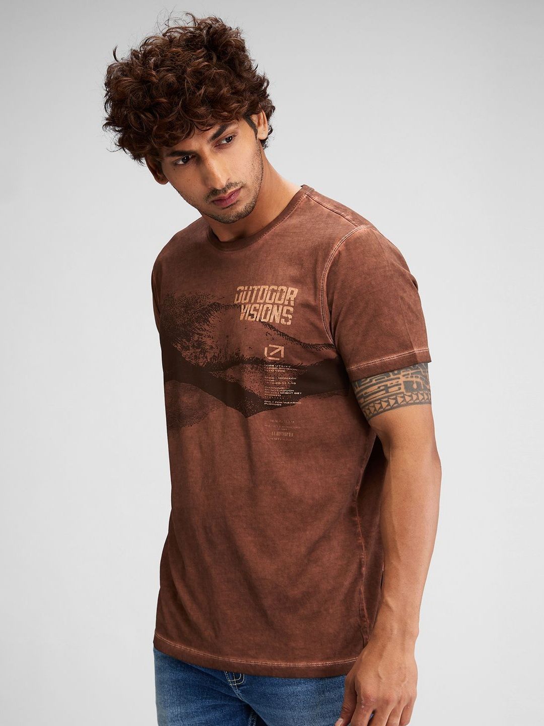 SPYKAR Men Raw Edge Slim Fit T-shirt