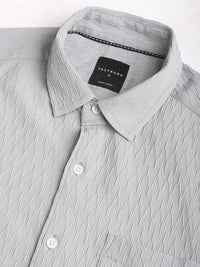 VASTRADO Men Classic Spread Collar Textured Slim Fit Casual Shirt