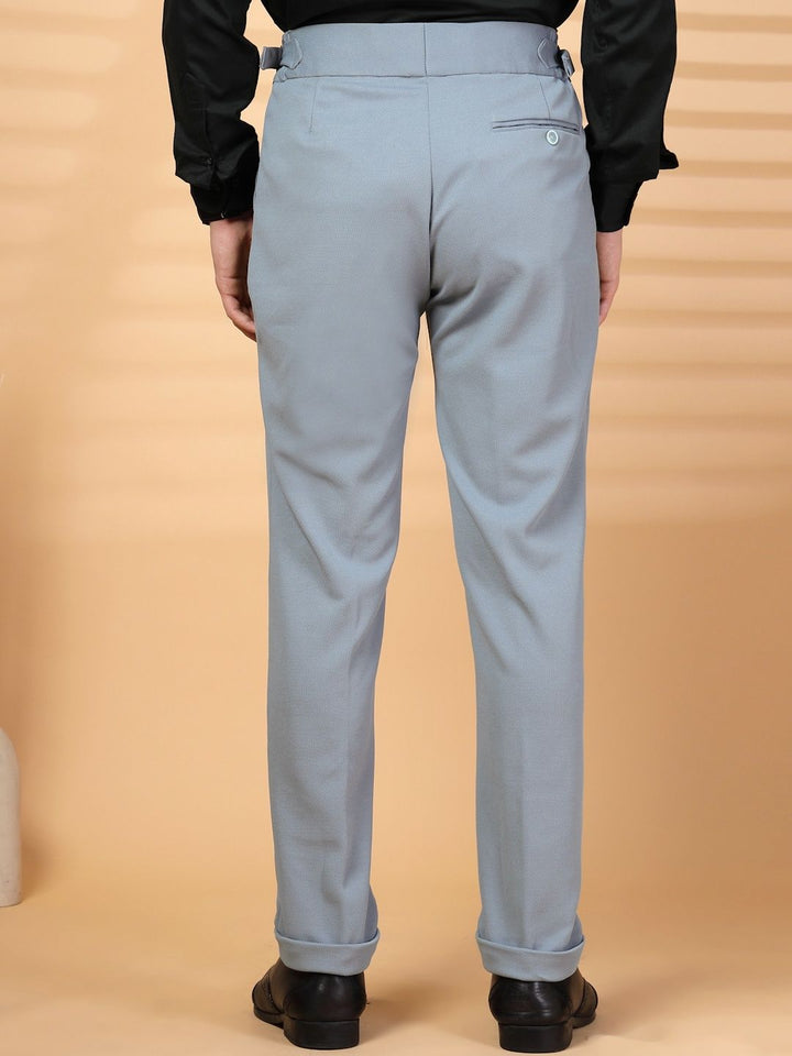 KLOTTHE Men Grey Lycra Formal Formal Trousers