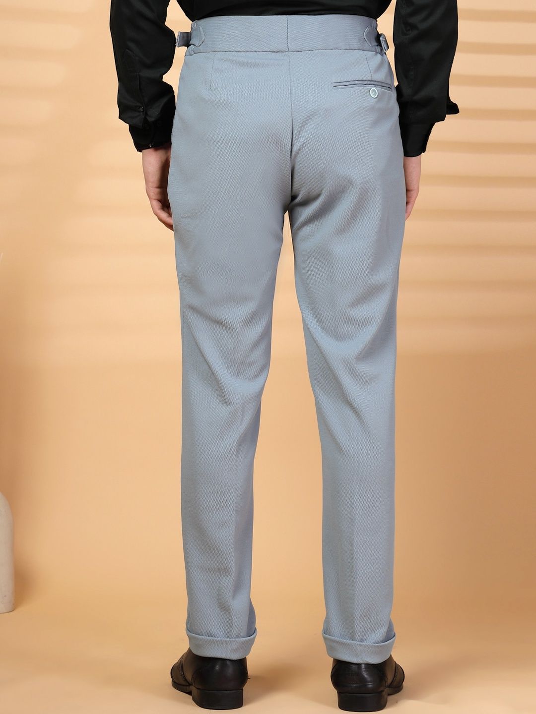 KLOTTHE Men Grey Lycra Formal Formal Trousers