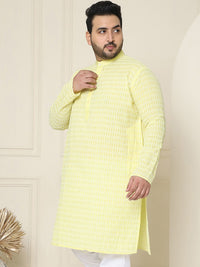 SOJANYA PLUS Floral Embroidered Band Collar Thread Collar Straight Kurta