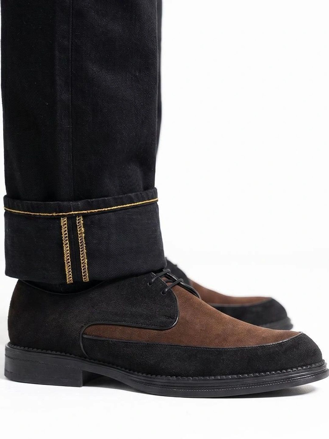 MONKSTORY Brown & Black Atelier 1860 Dual Tone Derby Lace-Ups