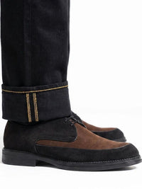 MONKSTORY Brown & Black Atelier 1860 Dual Tone Derby Lace-Ups