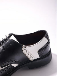 MONKSTORY Black & White Atelier 1900 Wingtip Bicolor Lace-Ups Brogues