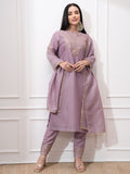 Vishudh Women Ethnic Motifs Embroidered Regular Kurta with Trousers & With Dupatta