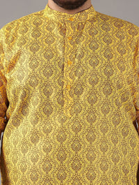 SOJANYA PLUS Plus Size Lelaki Motif Etnik Bercetak Kolar Jalur Kurta Lurus Dengan Piyama
