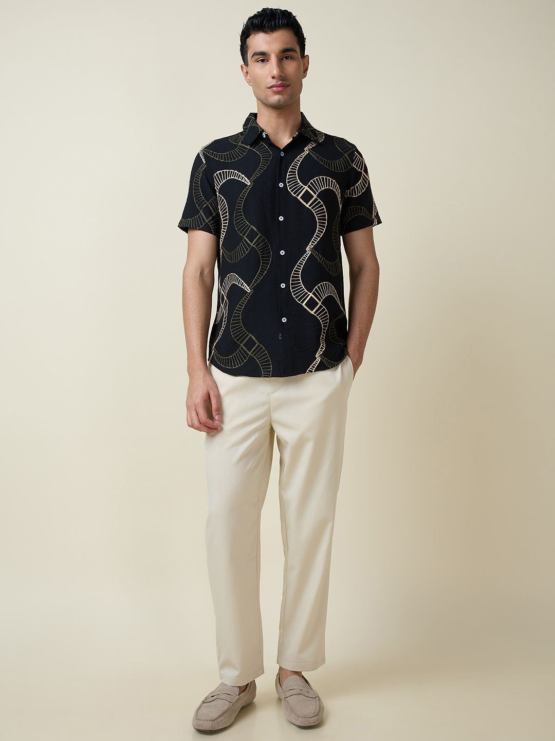 Thomas Scott Men Embroidered Regular Fit Casual Shirt