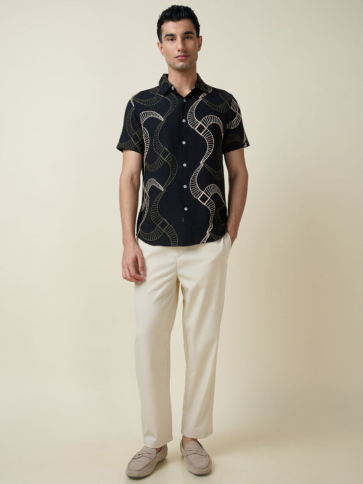 Thomas Scott Men Embroidered Regular Fit Casual Shirt