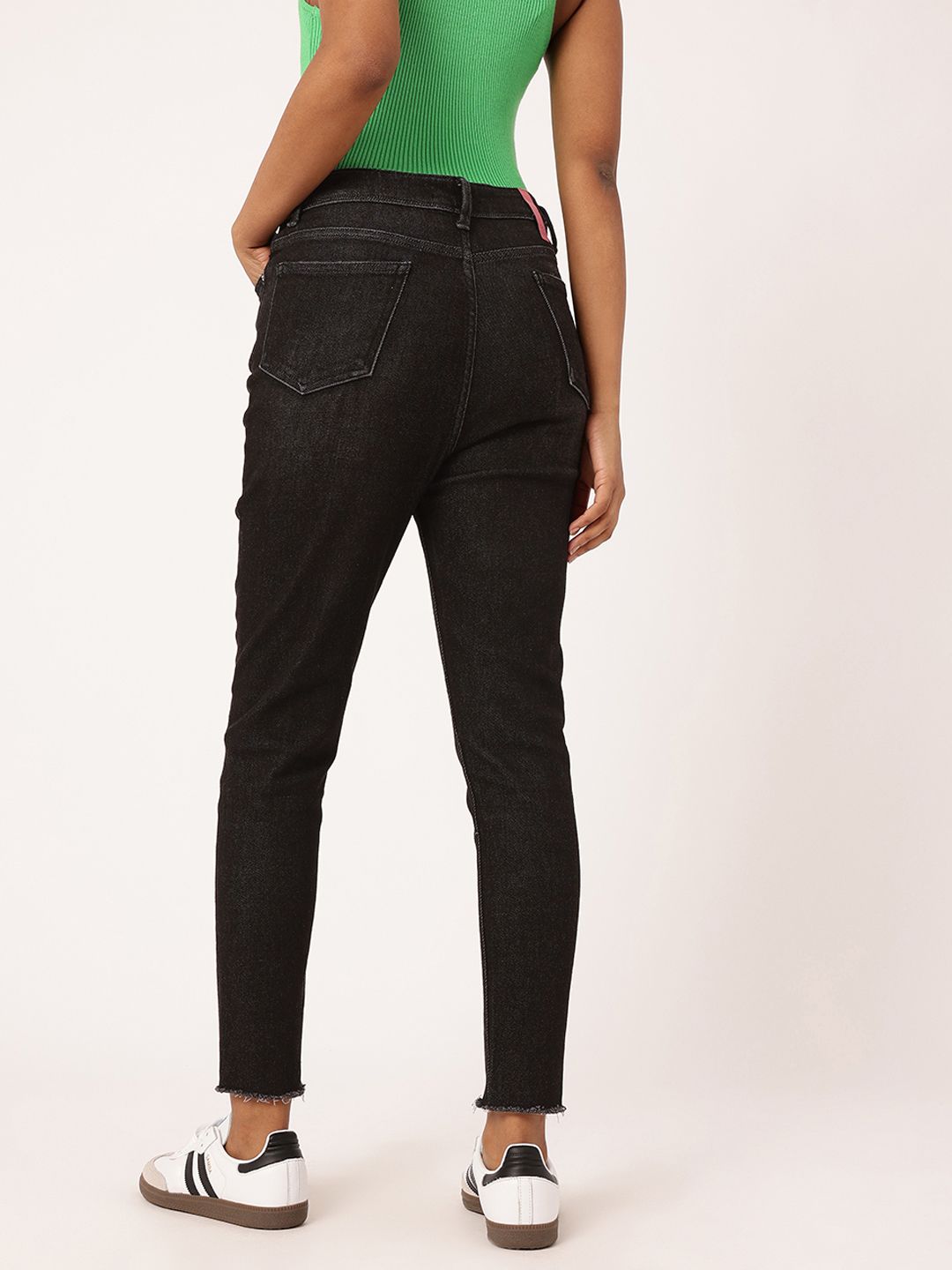 DressBerry Women Soft Edge Skinny Fit Low Distress Light Fade Stretchable Frayed Jeans