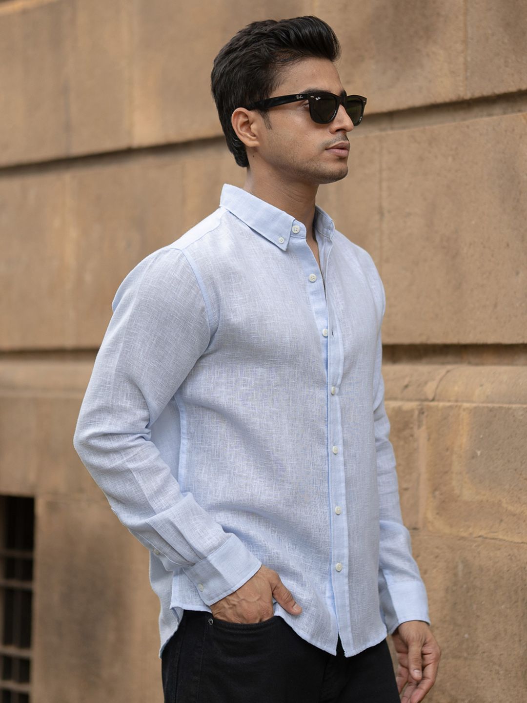 Powerlook Men Solid Button-Down Collar Casual Shirt