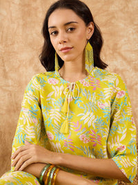 Indo Era Floral Printed Straight Kurta with Trousers