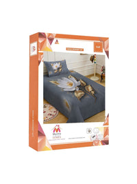 Myntra Elegant Grey & White Floral 400 TC Single 7D Bedsheet with 1 Pillow Cover