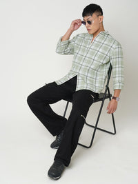 VASTRADO Men Classic Spread Collar Checked Cotton Slim Fit Casual Shirt