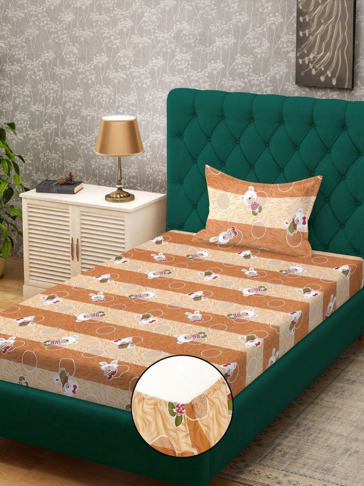 Myntra Elegant Homes Mustard Kuning Kapas Tulen Dilengkapi Set Cadar Bujang 2.25 m x 1.5 m