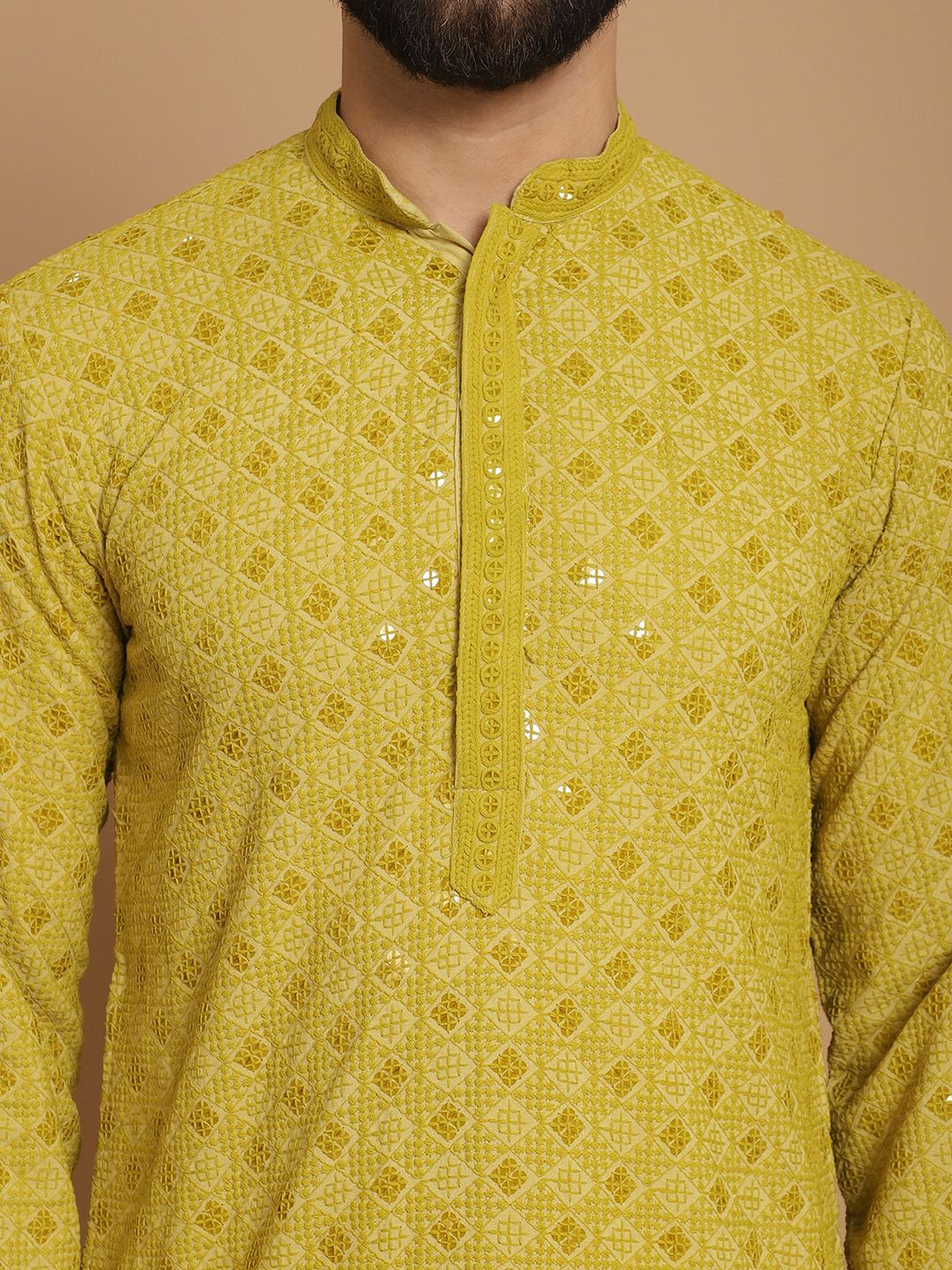 Anouk Men Green Ethnic Motifs Thread Work Kurta
