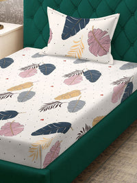 KLOTTHE Book Lipat Krim Daun Kapas Rasa Lembut 300 TC Cadar Halus Ganda dengan Sarung Bantal-98 x 89 inci