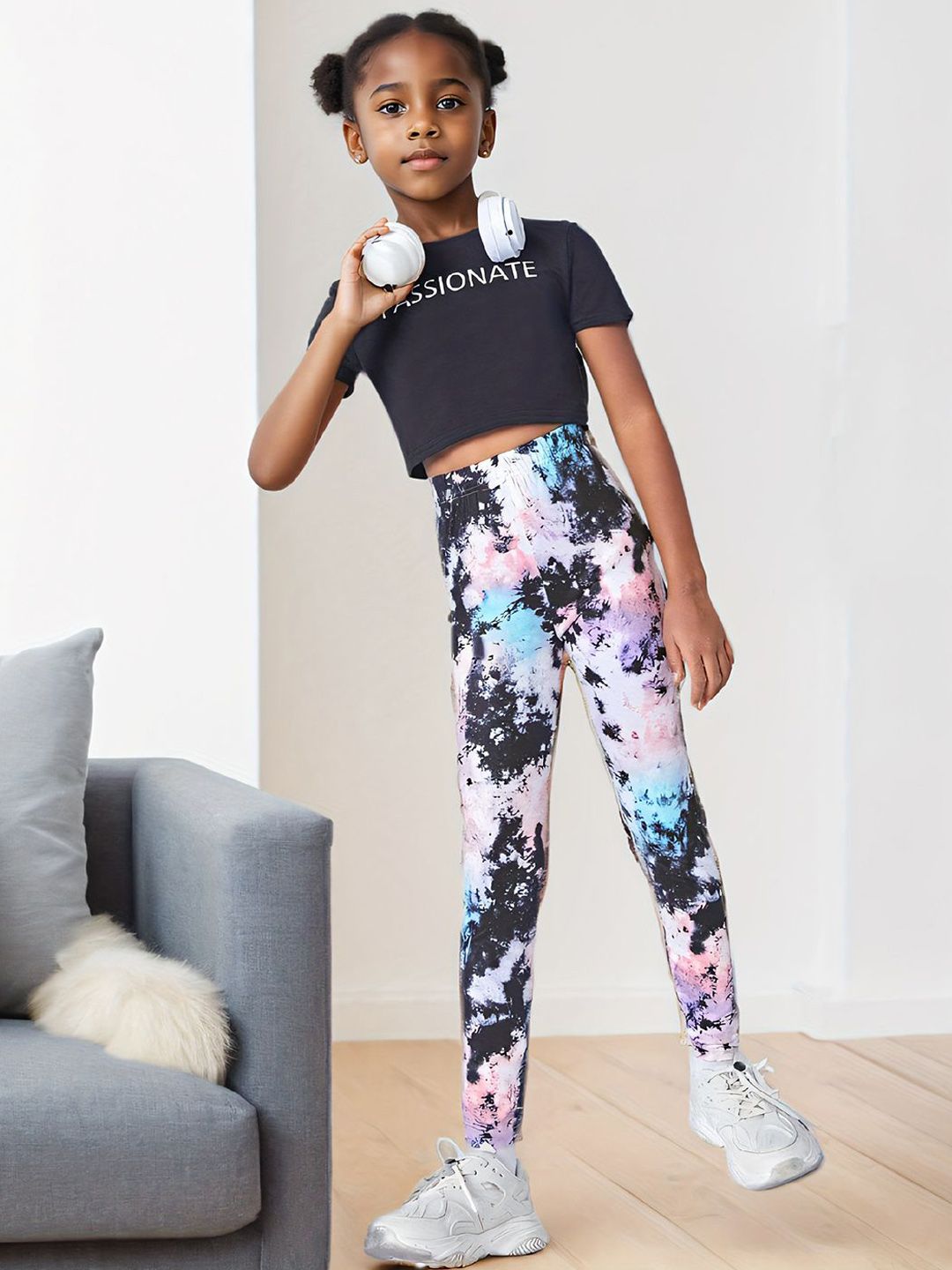 YK Girls Printed Pure Cotton Ankle Length Leggings