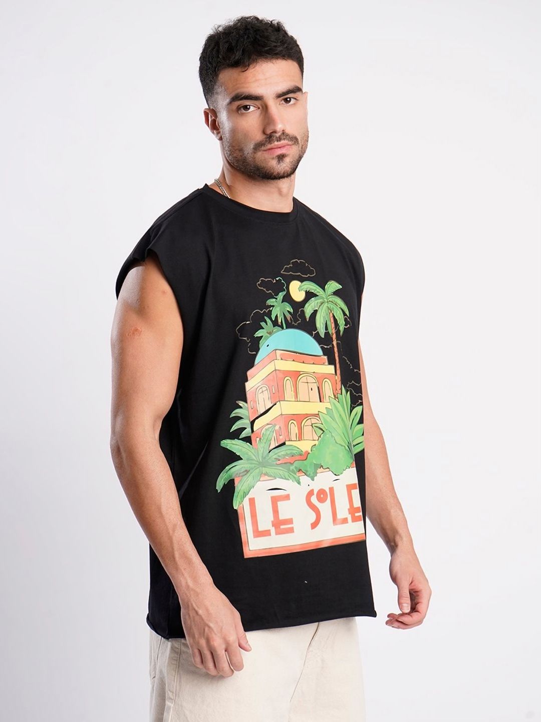 Bene Kleed Men Printed Extended Sleeves Tropical Raw Edge T-shirt