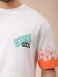 The Indian Garage Co Men Graphic Printed Round Neck Cotton Oversized T-shirt
