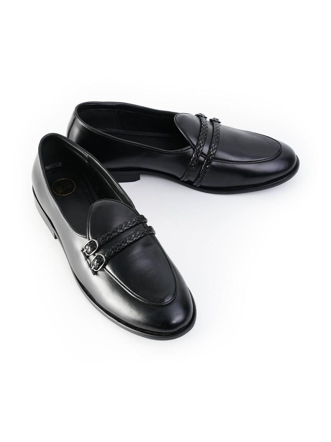 MONKSTORY Men Twin Braided-Bit Loafers