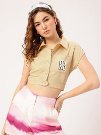 DressBerry Humor Hour Buttoned Up Babe Crop Top