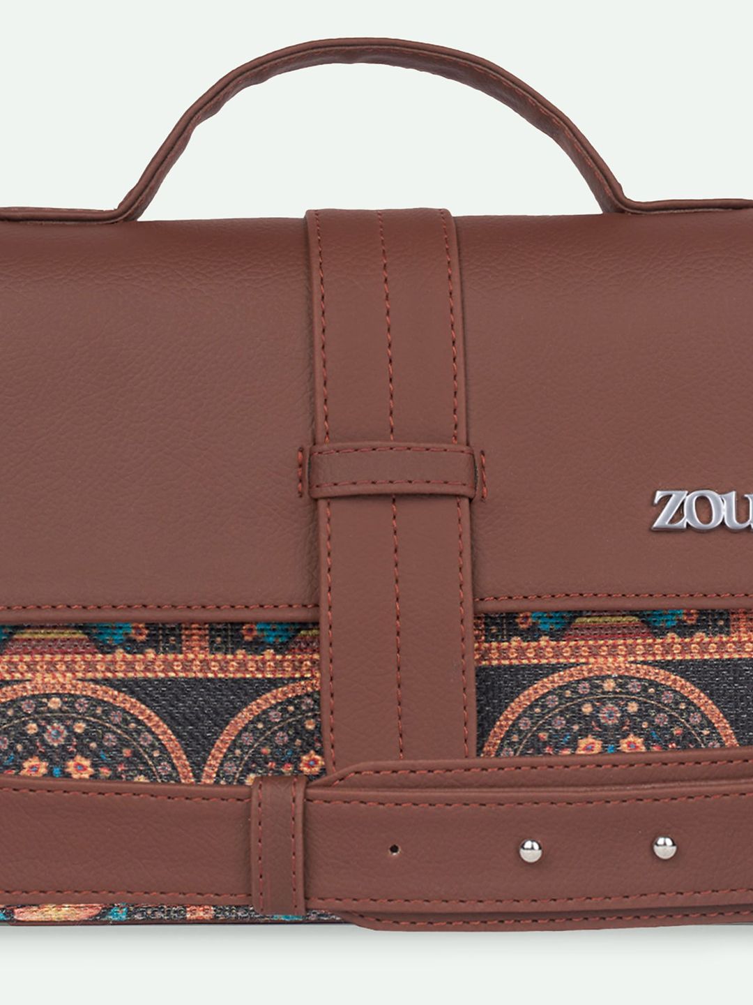 Zouk Wanita Dicetak Satchel Berstruktur dengan Tasselled