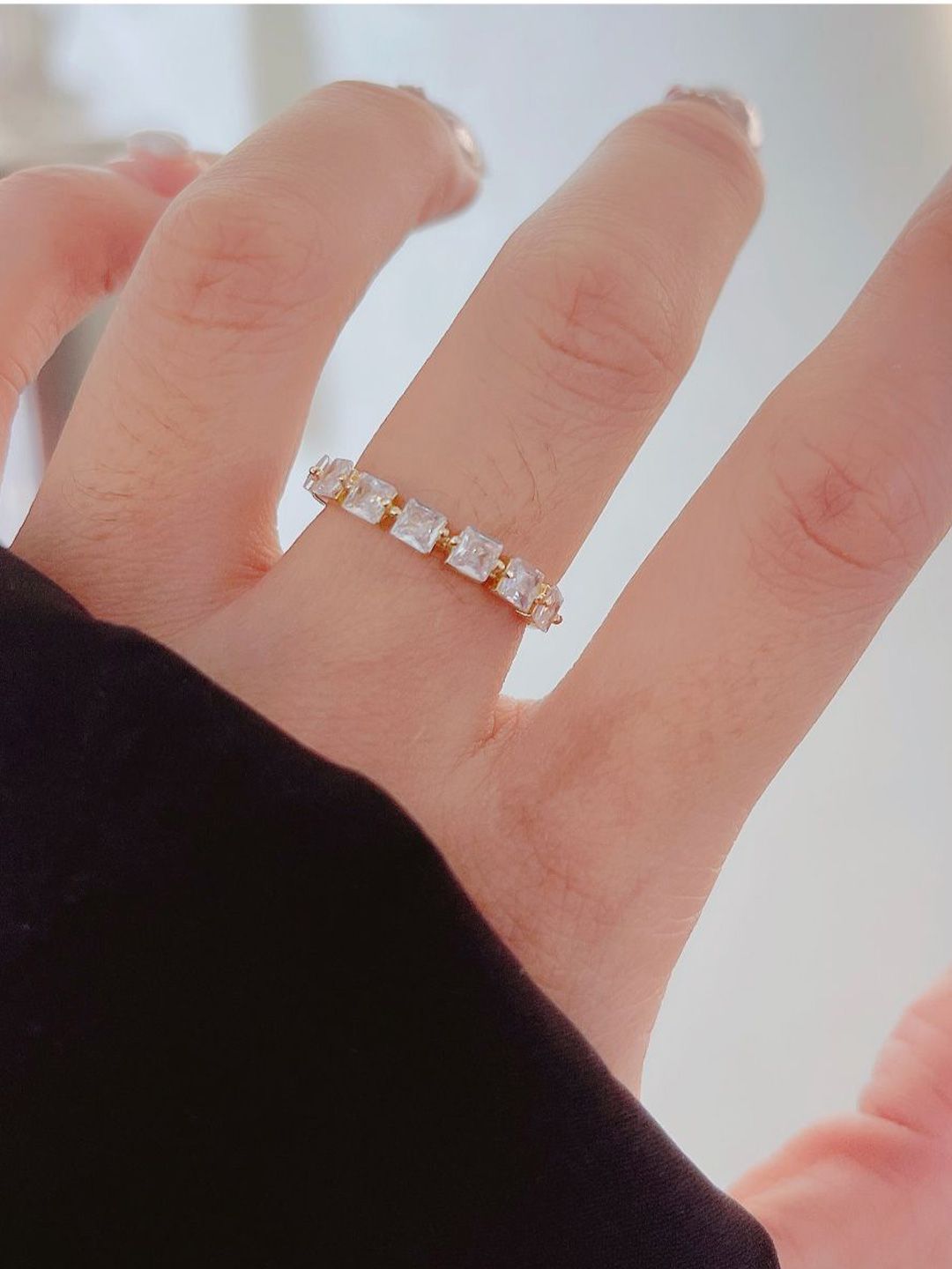 SALTY Gold Artificial-Stone Studded Ring For Women & Girls