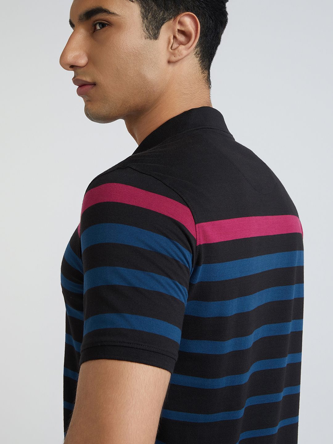 Park Avenue Striped Polo Collar Slim Fit T-shirt