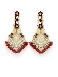 KARATCART Gold-Plated Contemporary Meenakari Kundan Crystal Studded Drop Earrings