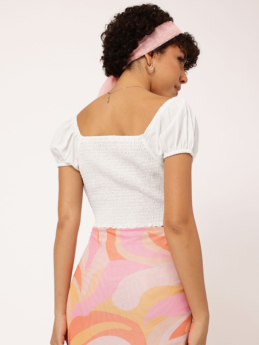 DressBerry Textured Luxe Cut Out Detail Crop Top