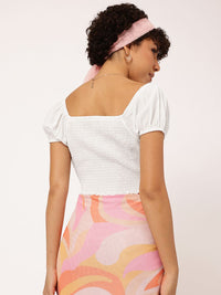 DressBerry Textured Luxe Cut Out Detail Crop Top