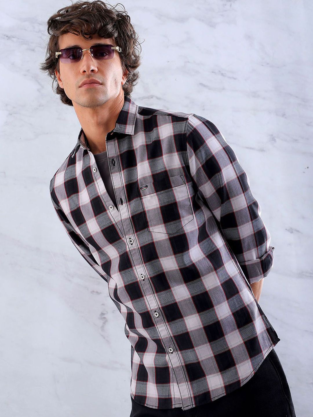 The Indian Garage Co Men Buffalo Checks Casual Shirt
