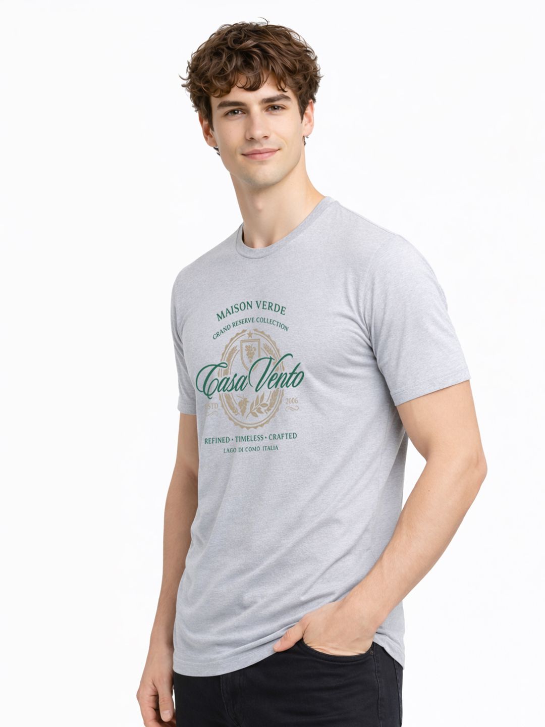 ADRO Typography Printed Round Neck Short Sleeves Regular Fit Pure Cotton T-shirt