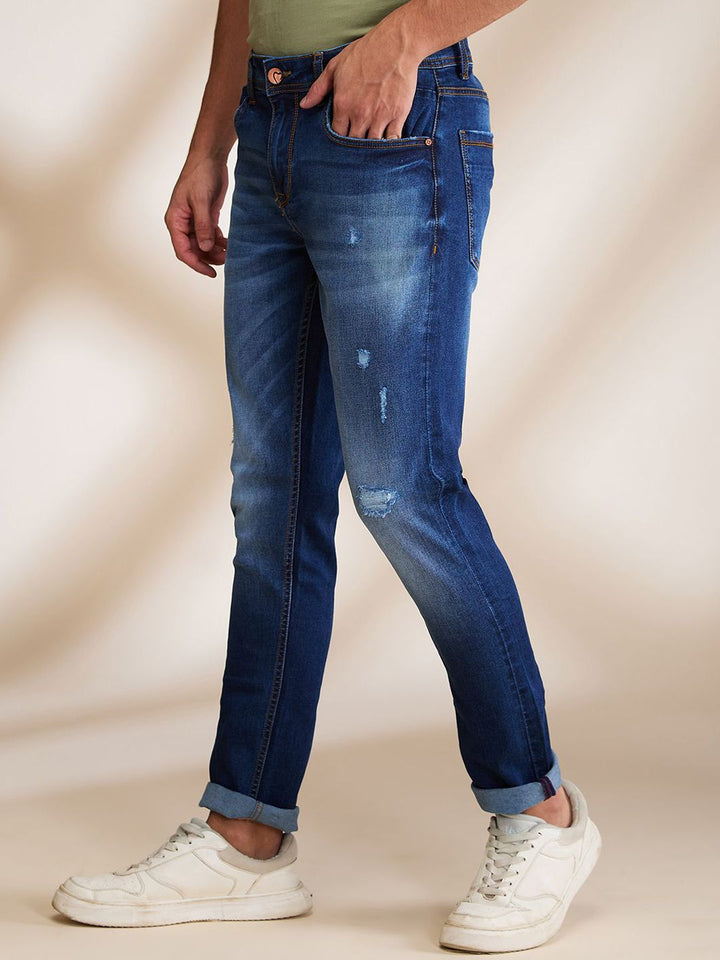 Being Human Men Solid Mid-Rise Skinny Fit Cat Scratches Jeans