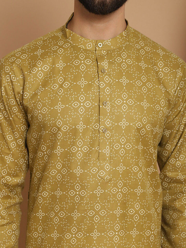Kurta Biasa Motif Etnik Anouk Bercetak Kolar Mandarin Panjang Lutut dengan Churidar