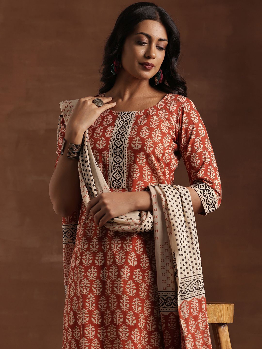 Libas Floral Printed Straight Kurta With Salwar And Dupatta