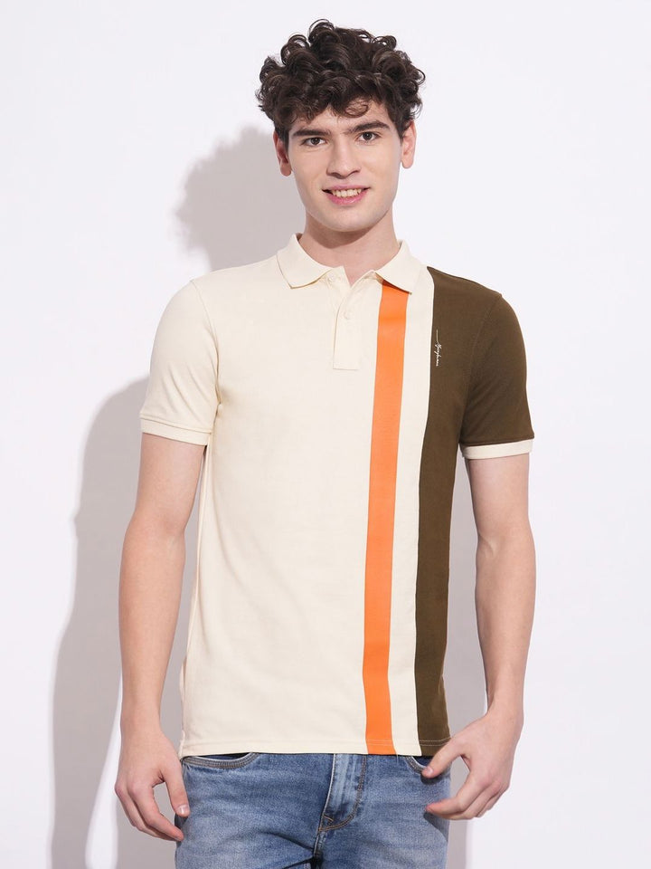Being Human Men Colourblocked Polo Collar T-shirt
