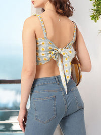 DressBerry Color Pop Petals Bow Detail Scarf Hem Crop Top