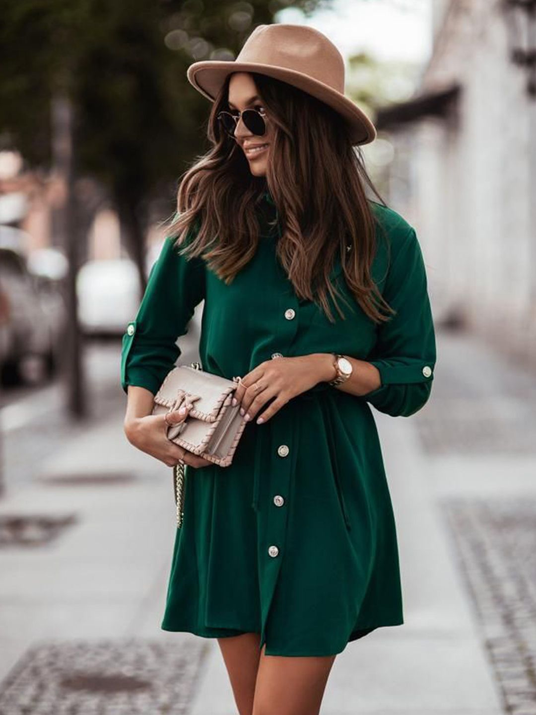 all about you Lapel Coller Shirt Dress