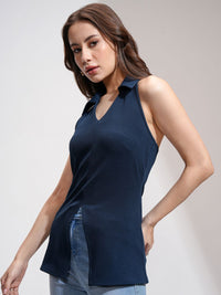 ESPYR By Tokyo Talkies Women Solid Halter Neck Sleeveless Top