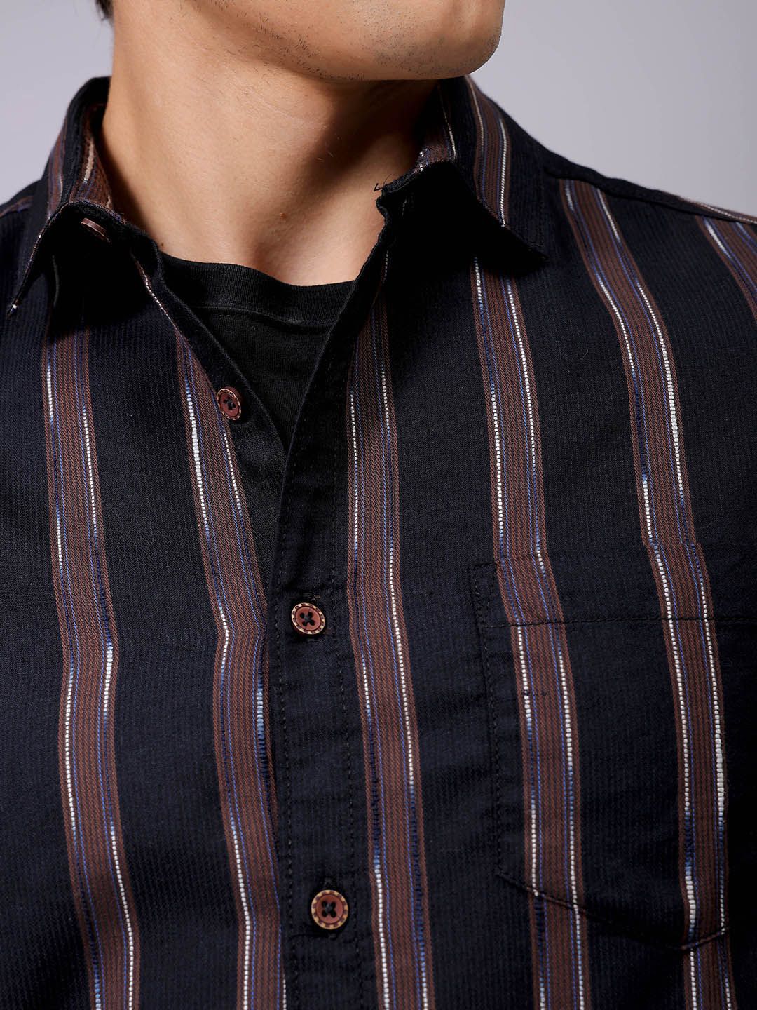 The Indian Garage Co Men Slim Fit Multi Stripes Opaque Striped Casual Shirt