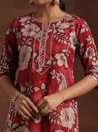 Libas Floral Printed Gotta Patti Pure Cotton Straight Kurta With Palazzo & Dupatta