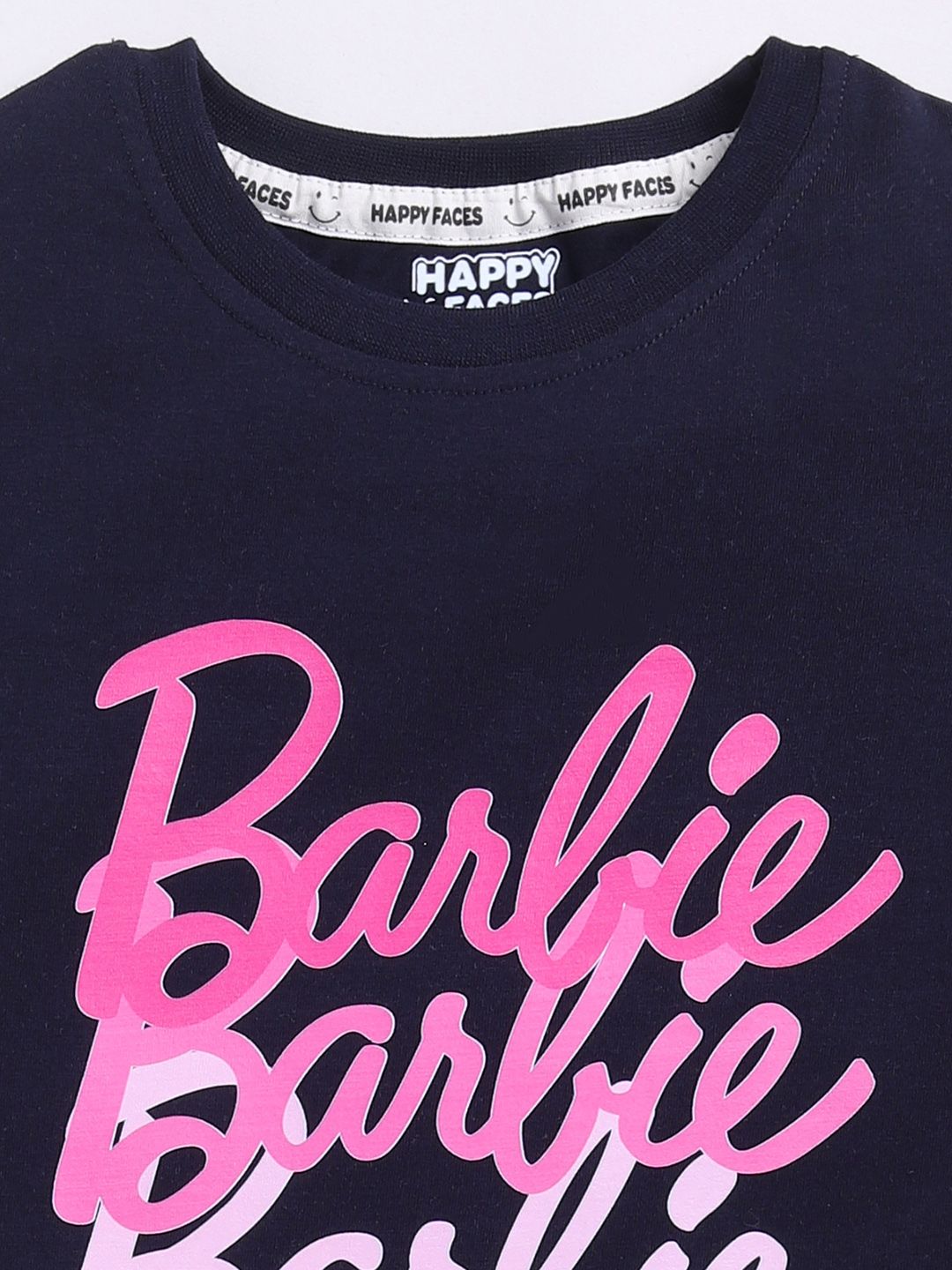 Happy Faces Girls Barbie Printed Pure Cotton Longline T-shirt